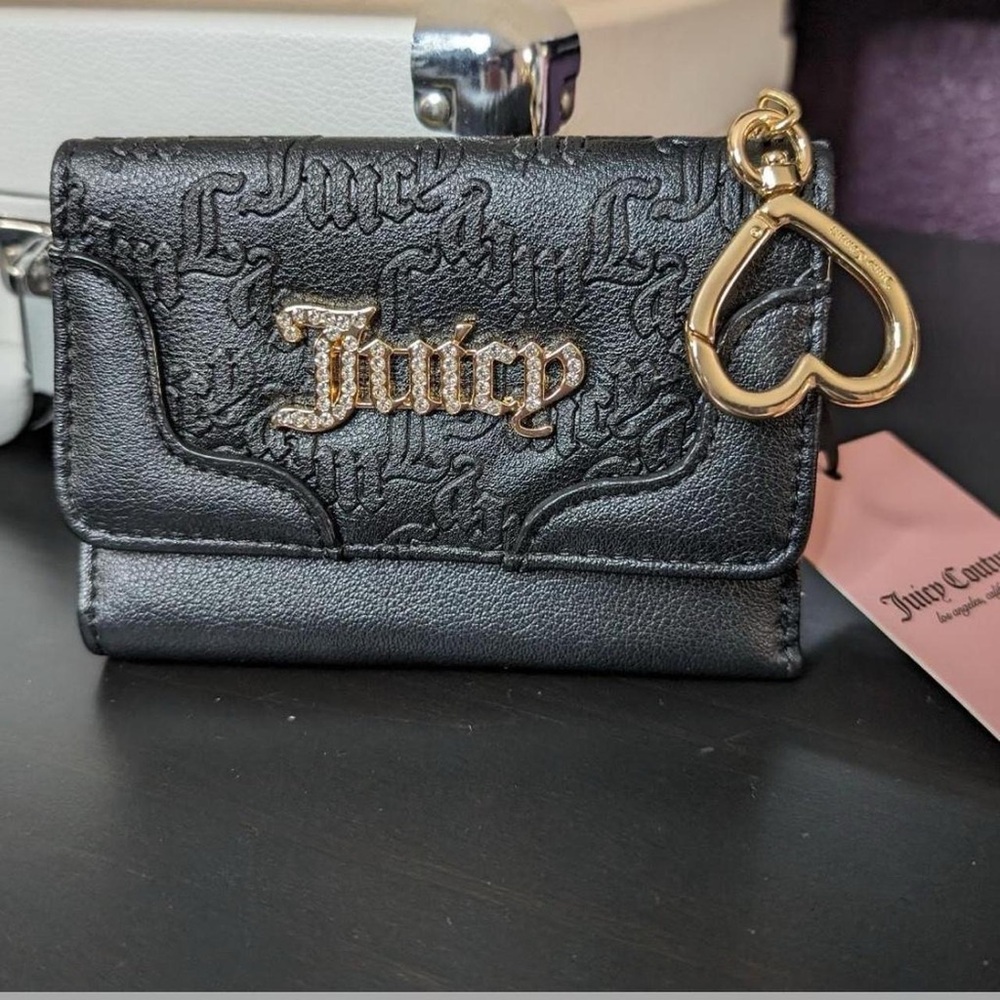 Juicy Couture Black Wallet with Gold Heart Charm